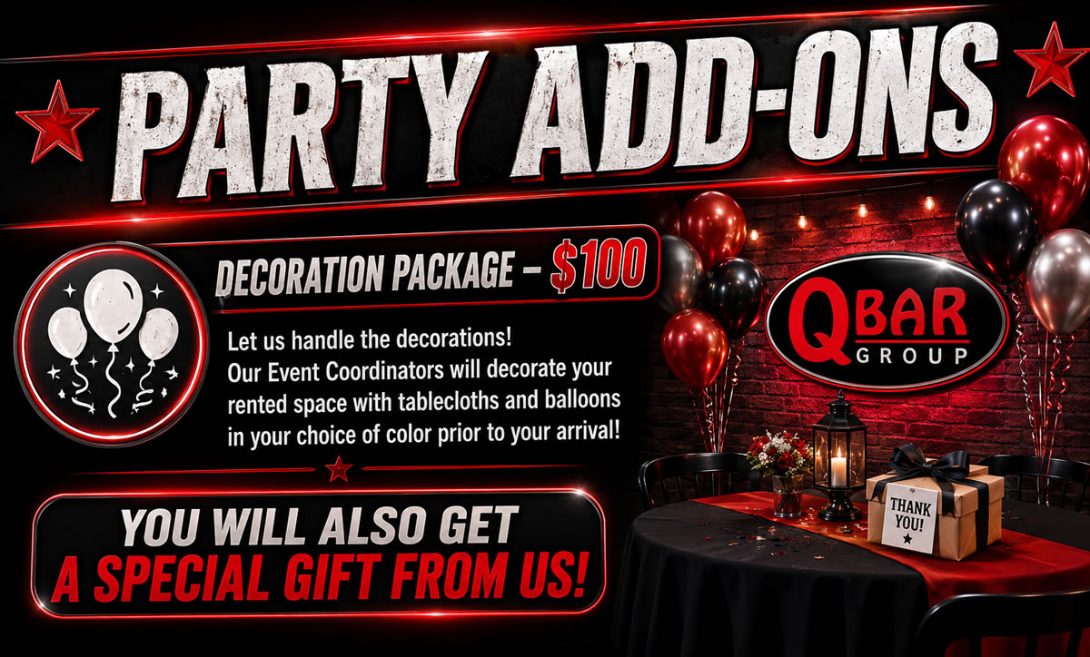 Q Bar Group Party Add-Ons